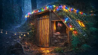 Christmas Solo Overnight in a Warm Survival Shelter | Power, Cooking & Forest Walk