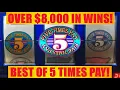 I won over 8000 playing 5 Times Pay slots Jackpots Big Wins Handpay