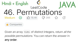 46 Permutations using JAVA Easy solution using BACKTRACKING