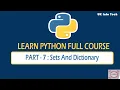 Sets and Dictionary PART 7 PYTHON TUTORIAL TAMIL CODERS