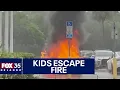 Children narrowly escape car fire at Florida mall