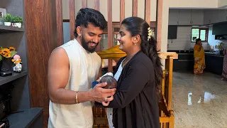 Nikhil with Laddu ￼ #madhugowda #nikhilnishavlogs 