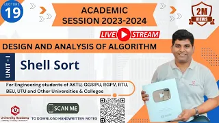 DAA19 Sorting Algorithms Shell sort Concept Algorithm Examples Time And Space Complexity