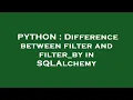 PYTHON Difference between filter and filter - by in SQLAlchemy