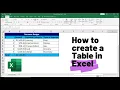 How to Create a Table in Excel Spreadsheet Basics