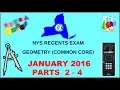 NYS Geometry Common Core January 2016 Regents Exam Parts 2-4 ANSWERS