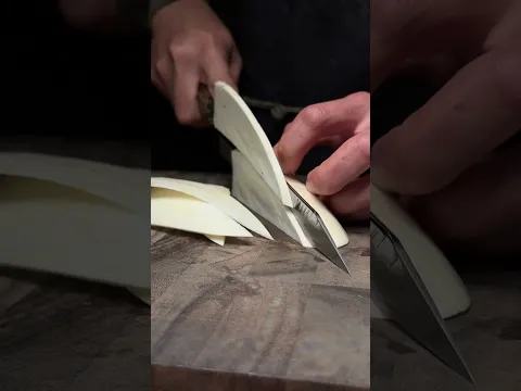 Rui “Amur Tiger” cutting white eggplant  #fyp #satisfying #kitchenknife #japaneseknife #ruiknife