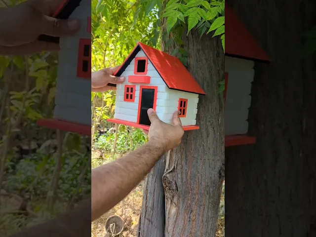 Log Cabin Bird House For 3D Printing (STL) video thumbnail