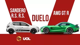 MERCEDES-AMG GT R VS. SANDERO RENAULT SPORT RS: O ESPORTIVO DOS SONHOS E O QUE CABE NO BOLSO