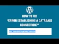 Fix Error establishing a database connection 2023 20