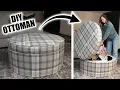 DIY Large Round Ottoman with Storage Basement Makeover