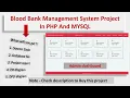 Blood Bank Management System Project in PHP and MySQL With Source code PHP Projects