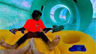 Staff Joins Me on Kalahari’s Wild 3-Funnel Slide! Barreling Baboon Ride