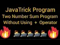 Java Program Sum of two Numbers without using Plus Operator