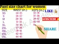 Women s Pant Size Chart Woman s Jeans Size Chart Pant Size Chart