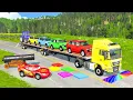 Download Lagu Flatbed Truck McQueen | Transportation with Truck - Pothole vs Car #46 | BeamNG.Drive Gameplay