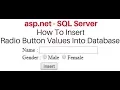 Insert save Radiobutton value to database SQL SERVER asp net