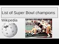 List of Super Bowl champions Wikipedia