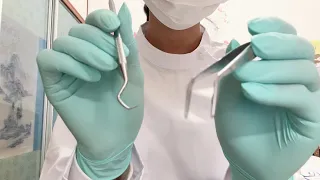  asmr xs green medical gloves touch dental instruments asmr asmrmedical nurse gloves 