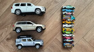 3 Big SUVs and Lots of Tiny Toy Cars Collection