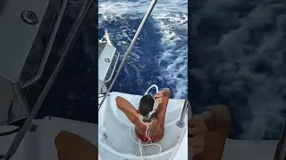 How I take a shower at Sea while sailing…Trying not to fall in 🙈#short #sailing