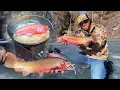 TINY LAKE Filled With GIANT TROUT!!! Ice Fishing CATCH \u0026 COOK!!