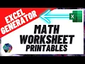 MATH WORKSHEET PRINTABLES GENERATOR IN EXCEL - TUTORIAL
