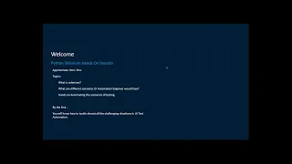 0 Python Selenium Hands On Session Welcome Note