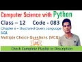 Structured Query Language SQL MCQ s Chapter 6 Class 12 Computer Science with Python