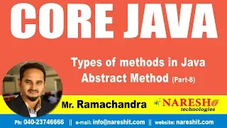 Core Java Tutorial Types of methods in Java Abstract Method Part-8 Mr Ramachandra