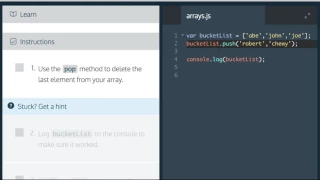 Learn Javascript 2017 Arrays Pop Method Codecademy