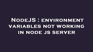 NodeJS environment variables not working in node js server