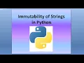 Immutability of Strings in Python