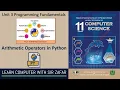 Arithmetic Operators in Python Division Floor Division Modulo Exponentiation Add Sub