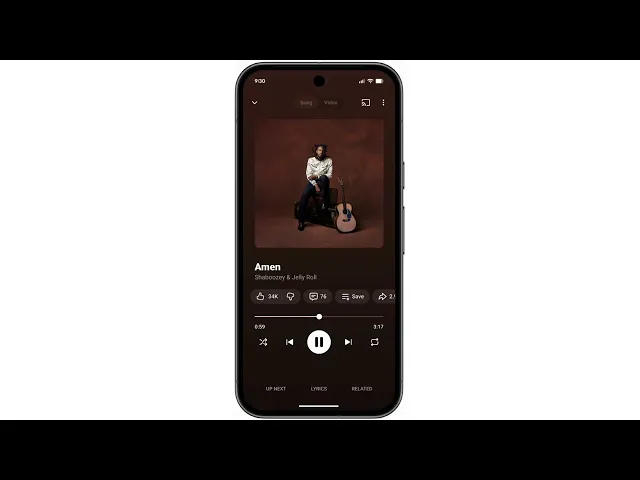 A video of a notification popping up over a music app to signal an unexpected traffic delay