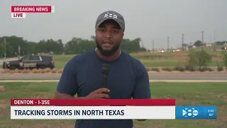 Storm clouds forming in Denton Weather Impact Alert - Tornado Watch