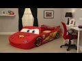 Disney Pixar Cars Convertible Toddler to Twin Bed with Lights and Toy Box