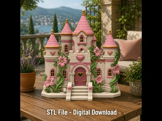 Enchanted Heart Blossom Castle STL File for 3D Print video thumbnail