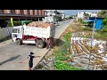 Download Lagu O.M.G Be Careful Landfill Project Using Dump Truck 5Ton \u0026 Dozer Pour Soil into Rice Field, Mix VDO