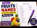 Fruits Names in Cursive Writing 13 Fruit Names for Kids Easy Handwriting Practice