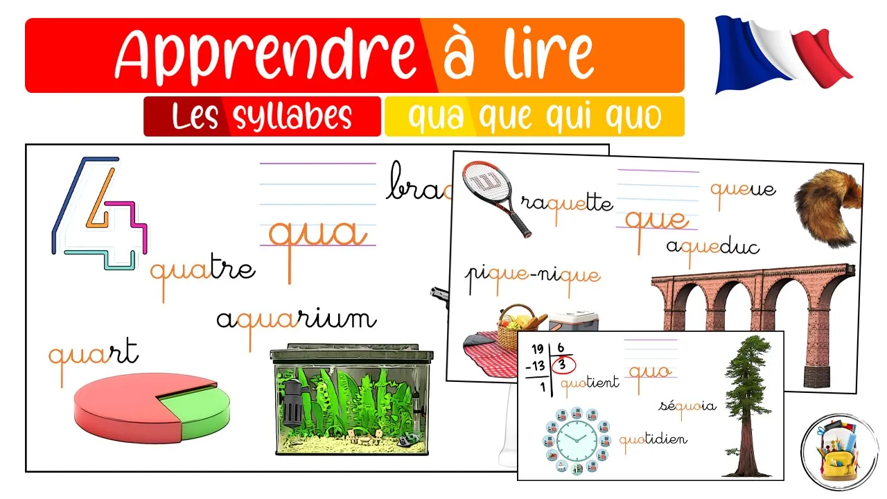 Les Syllabes QUA QUE QUI QUO - Apprendre À Lire En Français - Les Sons Du CP - Vocabulaire En Image