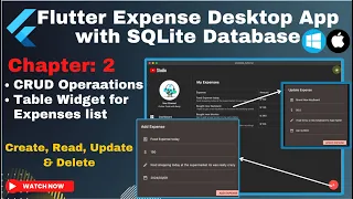 Chapter 2 - Flutter SQLite Expense Desktop App Complete CRUD Side Menu layout Dark light