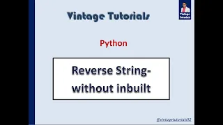Reversing a string without using inbuilt function Python