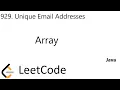LeetCode 929 Unique Email Addresses Array Java