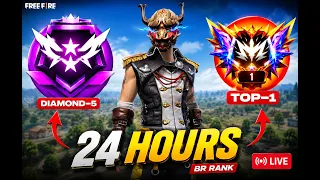 24 Hours BR Rank Push To Grandmaster Top 1 🤩 V Badge & Hacker Lobby 💀 | Free Fire
