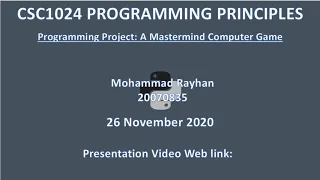 Mohammad Rayhan s CSC1024 Programming Principles Project
