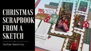 Christmas Scrapbook Layout from a Sketch Full Process Sneak Peeks