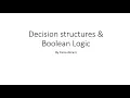 Week 3 Decision Statement If-Else Statement Boolean Expression