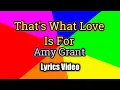 Download Lagu That's What Love Is For - Amy Grant (Lyrics Video)