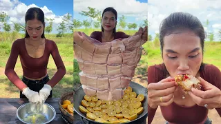 Cooking crispy fried pork eat with pickled recipe